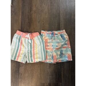 Rugged Butts Swim Trunks Lot 2t Boys 2 Pair Shorts Pineapple Stripes Summer Pool